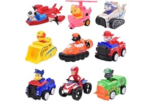 FISAPBXC Dog Patrrol Vehicle Set 9Pcs Dog Patrrol Pull Cars Dog Patrrol Cars Toy Mini Play Vehicle Collectable Dog Patrrol Model Kids Boys Girls and Movie Fans Birthday