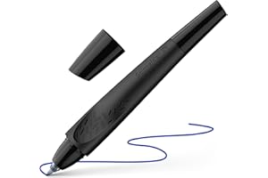 Schneider 188831 Breeze pióro kulkowe (z tworzywa sztucznego pochodzącego z recyklingu, wyróżnione niebieskim aniołem, kolor wkładu: królewski błękit, zmywalne) czarne