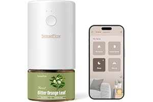 SenseFlow Difusor Aceites Esenciales Difusor de Aromas Smart Wi-Fi SF101S -Ultrasónico Sin Agua, 100 % Vegetal, Aromaterapia120 Días, para Hogar, Hotel y Estudio hasta 100 ㎡ - Hoja de Naranjo
