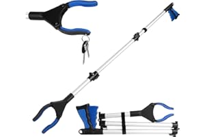 Bomoya 43" Extra Long Foldable Grabbers for Elderly, Litter Pickers with Magnet, Grabber for Disabled Pick Up Stick Grabber with 360° Rotating Reaching Assist Tool for Trash Pick Up