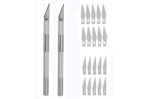 MLIFE Coltello da intaglio Pacco di Due Cutter di Precisione con 20 Lame di Ricambio Coltello multiuso per Arte Hobby Scrapbooking Stencil Intaglio Modellismo