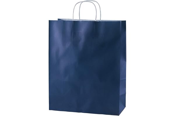 Thepaperbagstore 20 Sacs Cabas en Papier De Qualité Supérieure À Poignées Torsadées - Bleu - Moyenne 250x110x310mm
