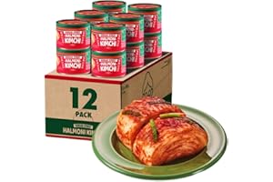 [Korean Street] Halmoni Kimchi Coreano Fermentado (160g x 12) – Kimchi en Lata, Sin MSG ni Conservantes Artificiales, Repollo Napa Picante, Sabor Auténtico de la Abuela Coreana