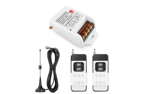 DieseRC Interrupteur de Télécommande de Pompe Moteur sans fil Récepteur Relais AC 230V 220V 3000W et 2 émetteurs Plage de Contrôle Jusqu'à 100~300 mètres pour Lumières Pompe à eau Moteur