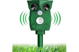 RUTIDA Cat Repellent for Gardens uk, 4 Adjustable Modes Ultrasonic Cat Repeller with PIR Motion Sensor & Flashing Light, Waterproof Solar Cat Repellent Ultrasonic for Cats, Dogs, Birds and Foxes
