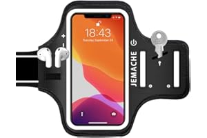 iPhone 15 14 13 12 11 Sportarmband, JEMACHE Gym Laufen Übung Workouts Armband für iPhone 15, 14, 13, 12, 11, XR mit Karte Halter (Dunkel)