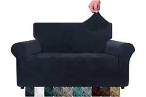 CHELZEN Aksamitne pokrowce na sofę 2-osobowa gruba elastyczna narzuta na sofę dla psów zwierząt domowych pokrowiec na sofę Love Seat ochraniacz na meble do salonu (2-osobowa, granatowy)