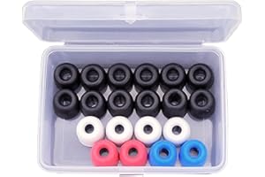 Young Wolf 10 par końcówek dousznych z pianki z pamięcią kształtu, 4,5-5,5 mm, 4 kolory, izolacja szumów, pudełko do przechowywania, marka Young Wolf