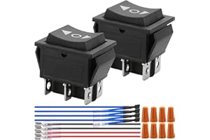 Xiatiaosann Interruptor basculante 6 pines 3 posiciones encendido/apagado/encendido interruptor de palanca momentáneo polaridad inversa interruptor DC 12V 10A AC110V-220V DPDT, 2 uds