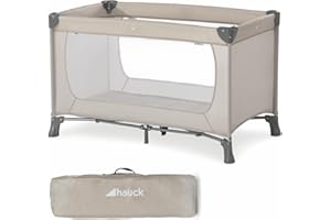 hauck Kinderreisebett Dream N Play ab Geburt bis 15 kg, Klein Zusammenklappbar inkl. Tragetasche und Faltboden, Liegefläche 120 x 60 cm (Beige)