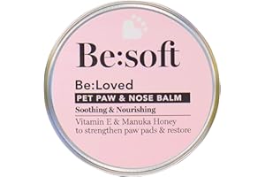 Be:Loved - Be:Soft Dog Paw Balm - Dog Accessories, Horse and Cat Essentials - Natural Paw & Nose Pet Care with Vitamin E, Manuka Honey & Shea Butter - Handmade in The UK - 60g