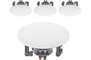 EAUDIO E-Audio B402C 8 Inch Ceiling Speakers 180W Moisture Resistant 2-Way Polymer Tweeter (Set of Four)
