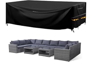 GARPROVM Funda para Muebles de Jardín Exterior, Conjuntos de Muebles Cubierta Impermeable, Paño de Oxford 600D, para Sofa de Jardin, al Aire Libre, Patio, Funda para Sofa de Esquina (315x180x74cm)
