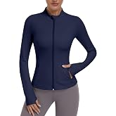 JoyGirl Sports Jacket Women's Zip Running Jacket Pockets Gym Top Yoga Fitness Shirt Lightweight Training Jacket with Thumb Ho