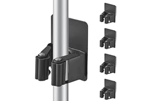 Cokshy Appendi Scopa da Muro, 4 Pezzi Porta Scope Parete in Acciaio Inossidabile Portascope da Muro Adesivo Appendibile Senza Perforazione per Cucina Bagno Ripostiglio Giardino Garage (Grigio Scuro)