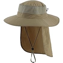 UPF50+ Outdoor Fishing Hat With Neck Flap - Wide Brim Sun Protection Baseball Cap