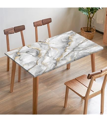 PU-Leder Tischdecke Wasserdicht – Elastisch, Rutschfest, 80x120 Cm, Grau, Für Innen & Außen