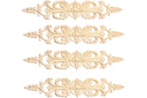 MUXSAM 4pcs Unlackierte Holzschnitzereien Europäische Schnitzereien mit Blumemuster für Möbeltüren Schranktüren,33 * 6cm