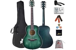 Winzz Guitarra Acústica 3/4 (36 Pulgadas-Azul-Verde)