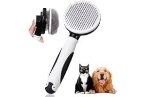 Vinabo Cat Brush, Dog Brush, Self-Cleaning Brush, Pets Brush, Cat Comb with Handle, Clean Button, Brush for Pet Care for Removing Undercoat with Short, with More and Long Hair