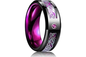 HCMA 8 mm Titan Stahl Ehering für Männer Frauen Punk Celtic Dragon Blau Rot Kohlefaser Ring AAA CZ Inlay Ehering