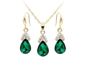 Vektenxi Ensemble de Bijoux Vintage en Forme de Goutte de Larme avec Collier et Boucles d'oreilles, pendentifs durables et utiles