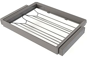 Emuca - Kit tiroir à chaussures et rack ajustable Quartz pour armoires, glissières extension totale et à fermeture douce, Module 70cm, Finition Titane