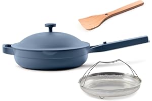 Our Place Always Pan 2.0 – 27cm (2.5L) Nonstick, Toxin-Free Ceramic Cookware | Patented 10-in-1 Aluminum Frying & Sauté Pan | Safe for Oven, Induction & All Cooktops up to 232°C | Blue Salt