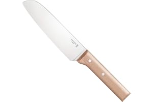 Opinel - N°119 Couteau Santoku Parallèle - Lame en Acier Inoxydable, Coupe et Taille - Manche en Bois de Hêtre - Excellente Prise en Main - Garantie à Vie
