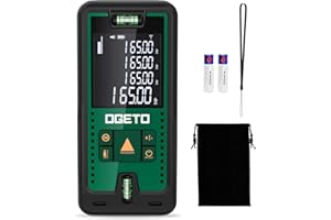 Metro Laser 50M, OGETO Misuratore di Distanza Laser IP54 Strumento di Misura Digitale Portatile Telemetro con Livelle a Bolla e Ampio Display LCD Retroilluminato