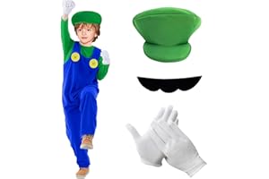 HVIERO Costume Enfant Deguisement 3-12 ans Déguisement Halloween Enfant Fille Garcon avec Combinaison Casquette Moustache Gant Deguisement Enfant Carnaval Costume Cosplay pour Halloween Carnaval