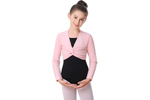 DGSHIRLDJO Niñas Suéter Ballet Algodón Manga Larga Top Ballet, Baile Cardigan Terciopelo Interior para Niños y Mujeres