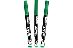 FLYMAX Grün Marker Stifte 0,7mm – Permanent Marker Grün Acrylic Wasserbasis Wasserfest Schnelltrocknend Fein (3er Pack)