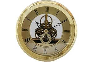 DEEWISH Movimento, Orologio da Scheletro Trasparente Inserti da Incasso Orologio da Tavolo al Quarzo con Orologio Orologio da Tavolo in Stile Europeo di Alta qualità (Diametro 103mm, Oro)