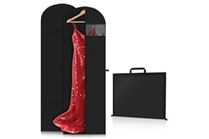 OUXAYAPL 2PCS Kleidersack Lang 180 cm, Faltbare Kleiderhülle, Atmungsaktive Kleidersäcke mit Griffen für Brautkleider Abendkleider Mantel | Schützt vor Staub, Feuchtigkeit & Motten(180×60 cm）