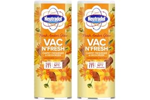 Neutradol Carpet Deodoriser, Vac Scents, Odour Neutraliser Powder for Carpets & Rugs, Fresh Amber Glow, Multipack of 2 x 350g