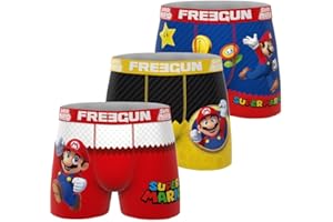 FREEGUN Boxer Enfant Super Mario, Caleçon Garçon, Ultra-Doux et Confortable (Lot de 3)