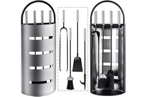 AMAGABELI GARDEN & HOME Amagabeli Set de 5 Accessoires de Cheminée en Acier Inoxydable, 65.5cm | Garniture Lourde Anti-Rouille