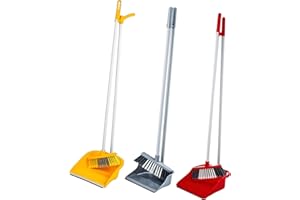 RAHAIM 1x Long Handled Dustpan and Brush Set Upright Broom & Dustpan Combo for Indoor Outdoor Cleaning Assorted Colours Large Size Easy Sweeping for Home, Kitchen, Office, Lobby