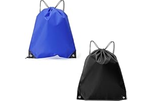 QEEQPF 2 backpacks with drawstring gym bags, one blue and one black. Travel bag, gym bag, suitable for daily trips, light and breathable.
