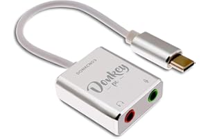 Donkey pc – Tarjeta de Sonido Externa con clabe USB C a Jack 3.5 mm para Salida de Auricular y Entrada de Micro. Adaptador de Audio USB C 5.1