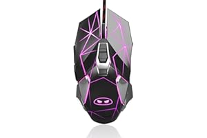 MageGee G10 Gaming Mouse Wired, 7 Colors Breathing LED Backlit Gaming Mouse, 6 Adjustable DPI (up to 3200 DPI), Ergonomic Optical Computer Mouse with 7 Buttons for Windows PC Gamers, Black