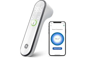 GENERAL ELECTRIC GE Trucheck Termometro frontale digitale wireless per adulti, bambini e neonati, lettura istantanea 2 in 1 senza tocco, Bluetooth, schermo LCD, app di monitoraggio e allarme febbre (TM4000)