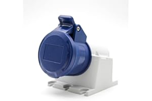 DOJA BARCELONA DOJA Industrial | Base Mural 220V IP44 32A 3 Polos Monofásico | 3 Pinos, Clavija Schuko Empotrable | Conector Cetac Hembra para Caravana