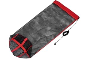 MiOYOOW Sac de Filet de Pêche Portable, Filet de Poisson Long en Nylon, Épais à Mailles Fines, avec Cordon de Serrage pour Petits Poissons, Crabes, écrevisses