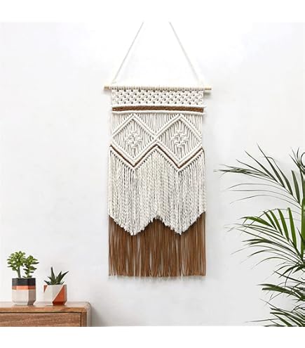 Tapiz De Macramé Grande Con Cuentas De Hoja - Decoración De Pared Estilo Bohemio, Color Gris