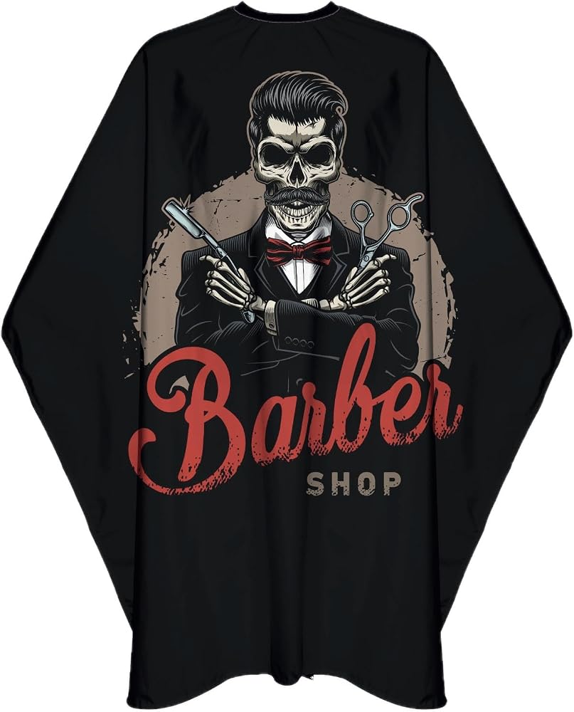Berber Kesim Önlüğü, Dijital Baskılı Salon Saç Kesim Penuarı, Kuaför Örtüsü, Büyük Boy, 140x150 cm, Özel Tasarım