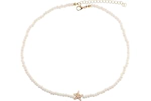 LAMEYBRT Muschelkette Weiß Natürliche Hawaiianische Halskette Puka Boho Choker Kette Damen für Strand Schmuck