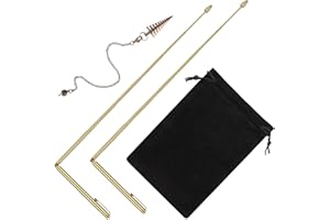 Jadive 3 Piezas Set Varillas Adivinatorias Péndulo de Cobre y Radiestesia para Caza de Fantasmas, Curación Energética, 2 Varillas Retráctiles con Mango de Cobre y 1 Colgante de Péndulo (Oro)