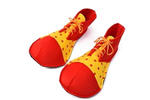 KFZR Clown Shoes Adult Men Women Funny Costume Accessories Round Head Shoes Prom Props Halloween (Red +Yellow)